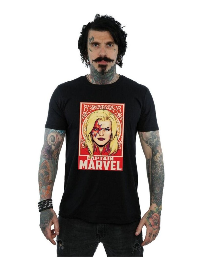 Marvel - T-shirt CAPTAIN MARVEL ORNAMENT Noir - Kiabi