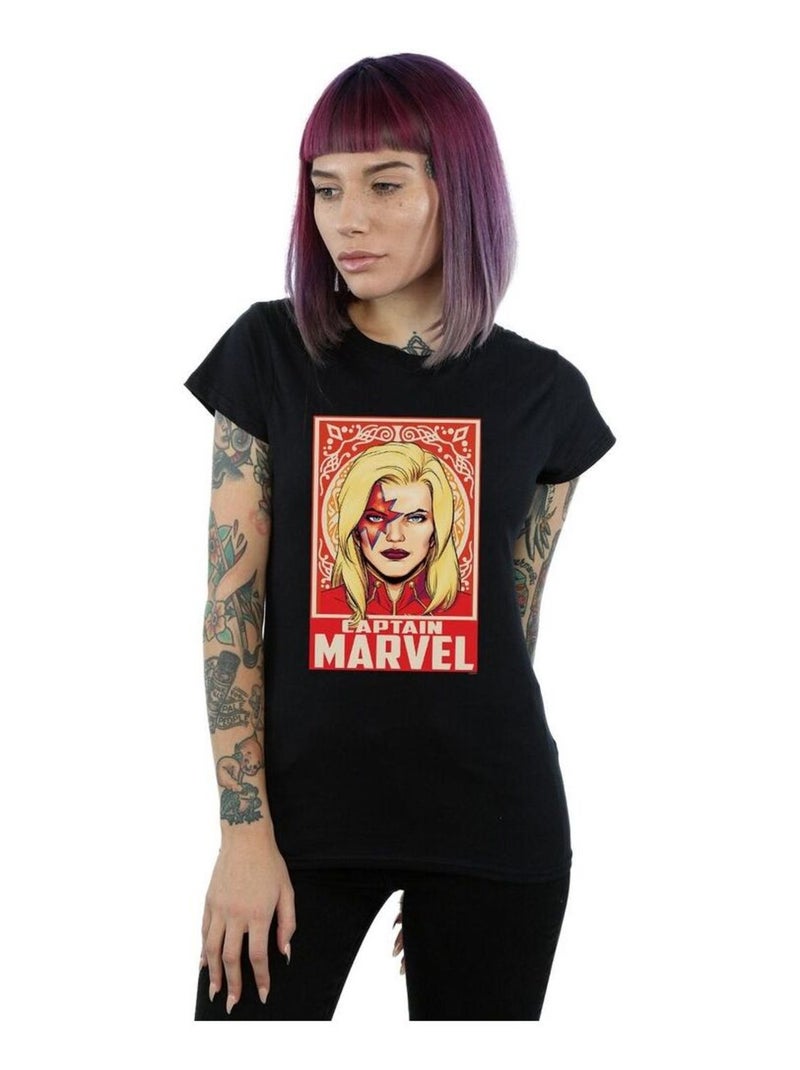 Marvel - T-shirt CAPTAIN MARVEL ORNAMENT Noir - Kiabi