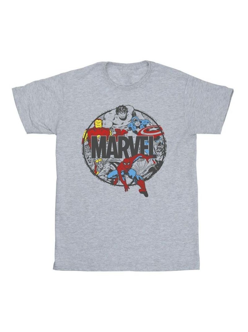 Marvel - T-shirt CHARACTER CIRCLE Gris chiné - Kiabi