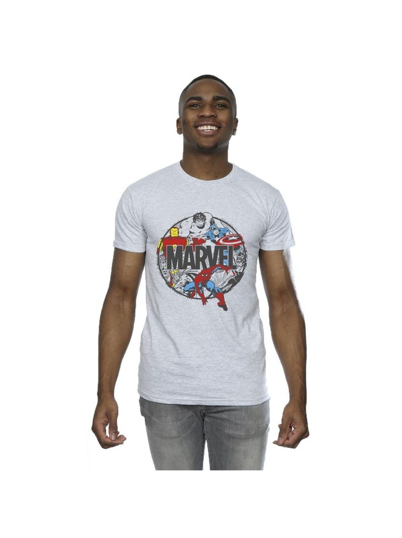 Marvel - T-shirt CHARACTER CIRCLE Gris chiné - Kiabi