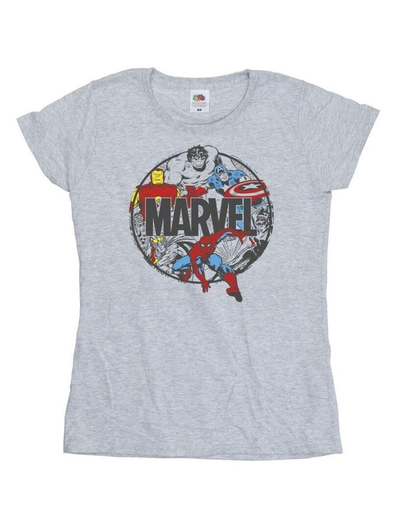 Marvel - T-shirt CHARACTER CIRCLE Gris chiné - Kiabi