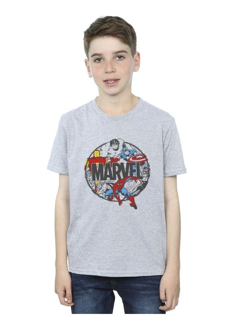 Marvel - T-shirt CHARACTER CIRCLE Gris chiné - Kiabi