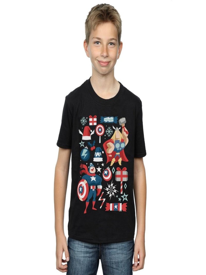 Marvel - T-shirt CHRISTMAS DAY Noir - Kiabi