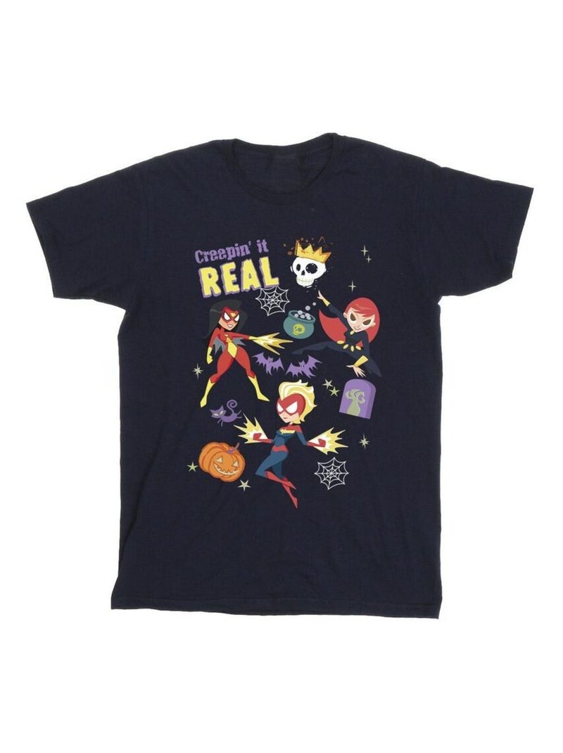 Marvel - T-shirt CREEPIN IT REAL Bleu marine - Kiabi