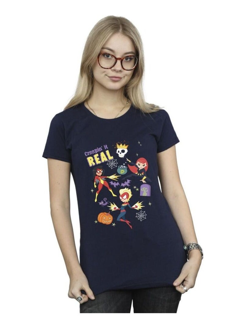 Marvel - T-shirt CREEPIN IT REAL Bleu marine - Kiabi