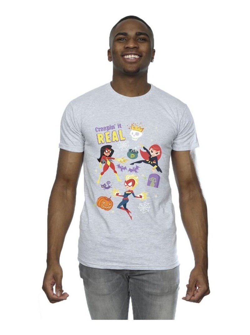 Marvel - T-shirt CREEPIN IT REAL Gris chiné - Kiabi