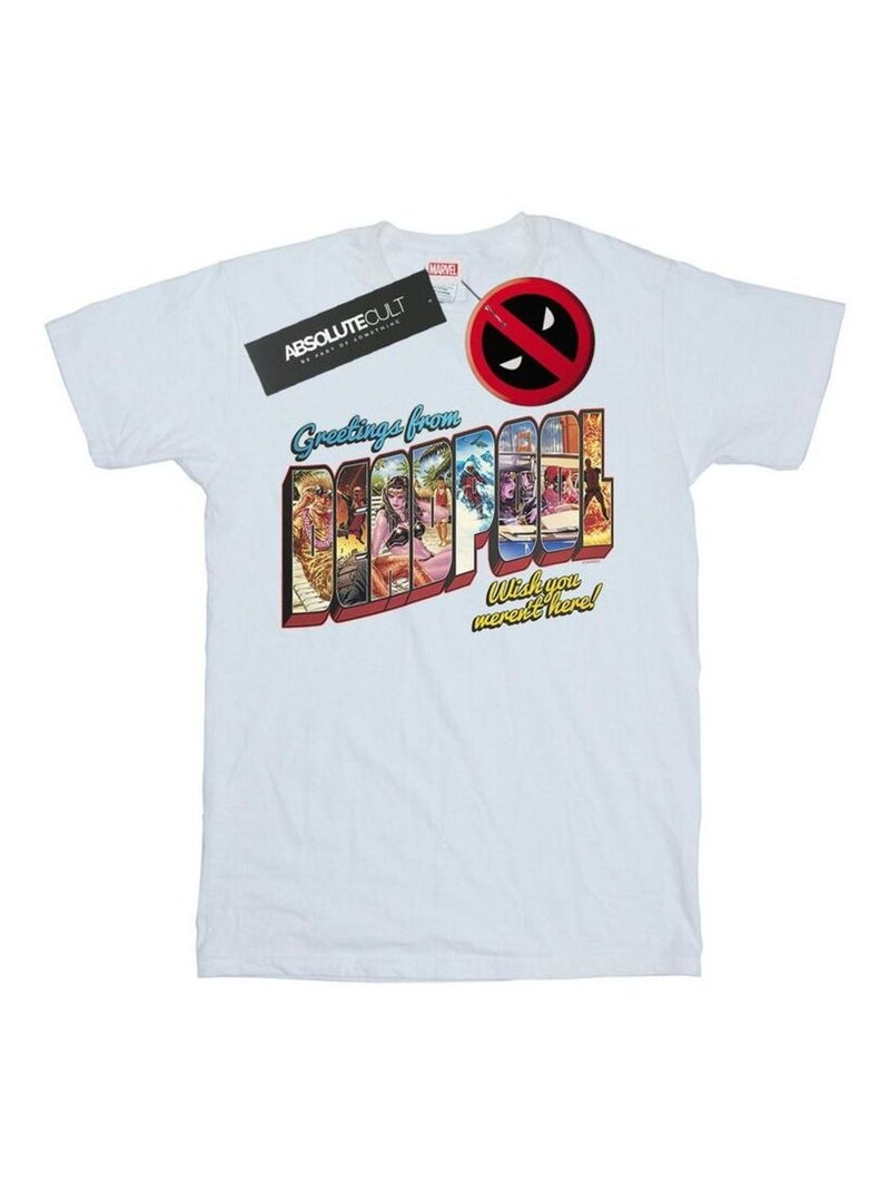 Marvel - T-shirt DEADPOOL GREETINGS Blanc - Kiabi