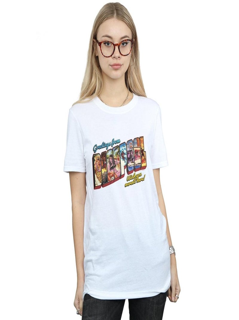 Marvel - T-shirt DEADPOOL GREETINGS Blanc - Kiabi
