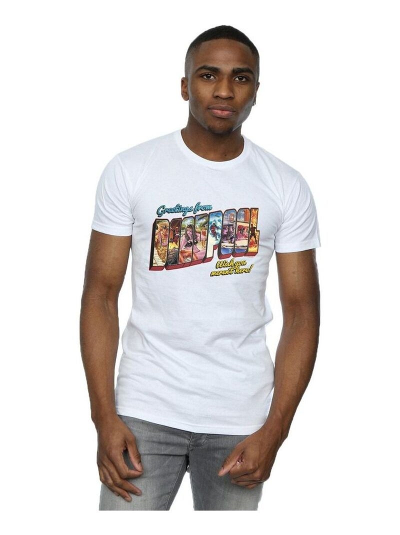 Marvel - T-shirt DEADPOOL GREETINGS Blanc - Kiabi
