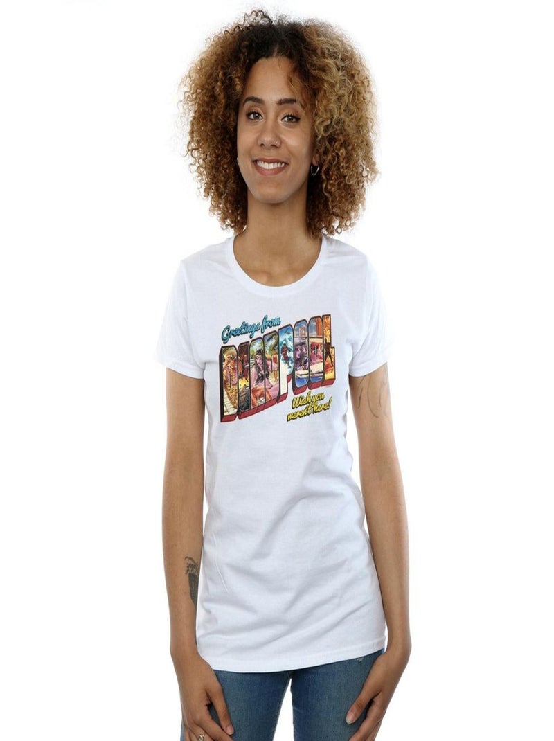 Marvel - T-shirt DEADPOOL GREETINGS Blanc - Kiabi