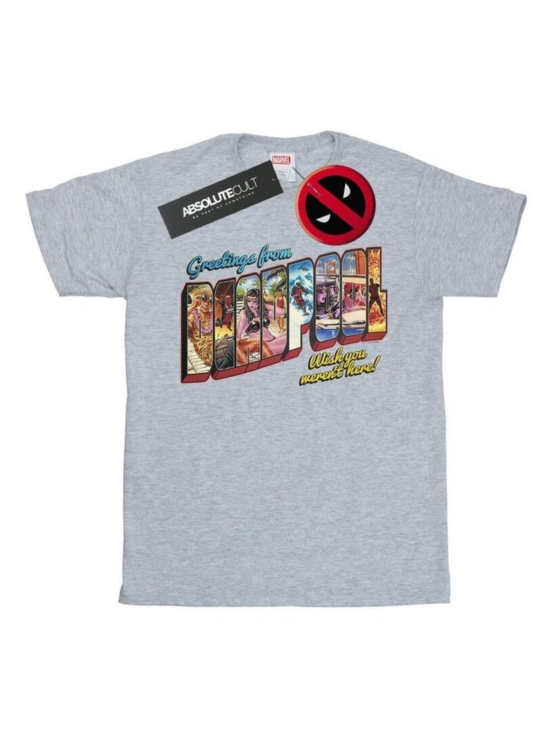 Marvel - T-shirt DEADPOOL GREETINGS Gris chiné - Kiabi