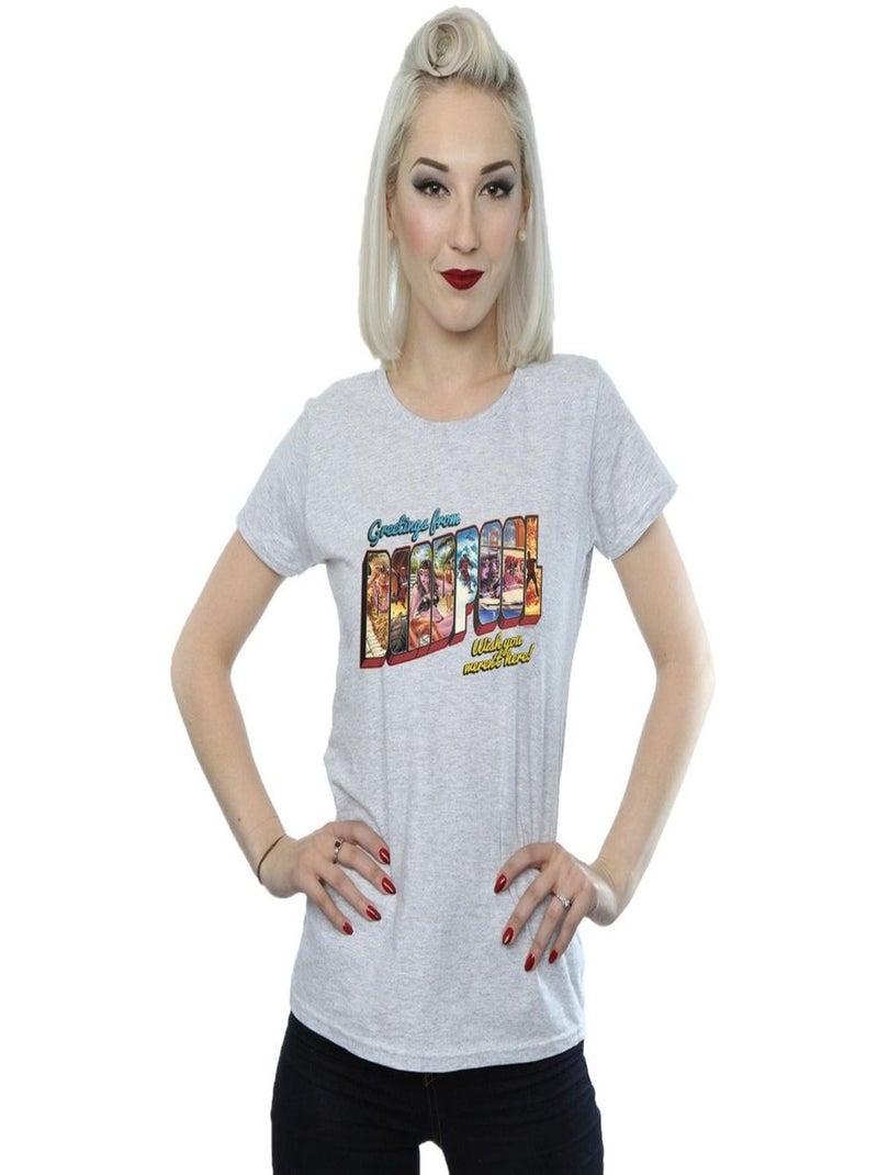 Marvel - T-shirt DEADPOOL GREETINGS Gris chiné - Kiabi