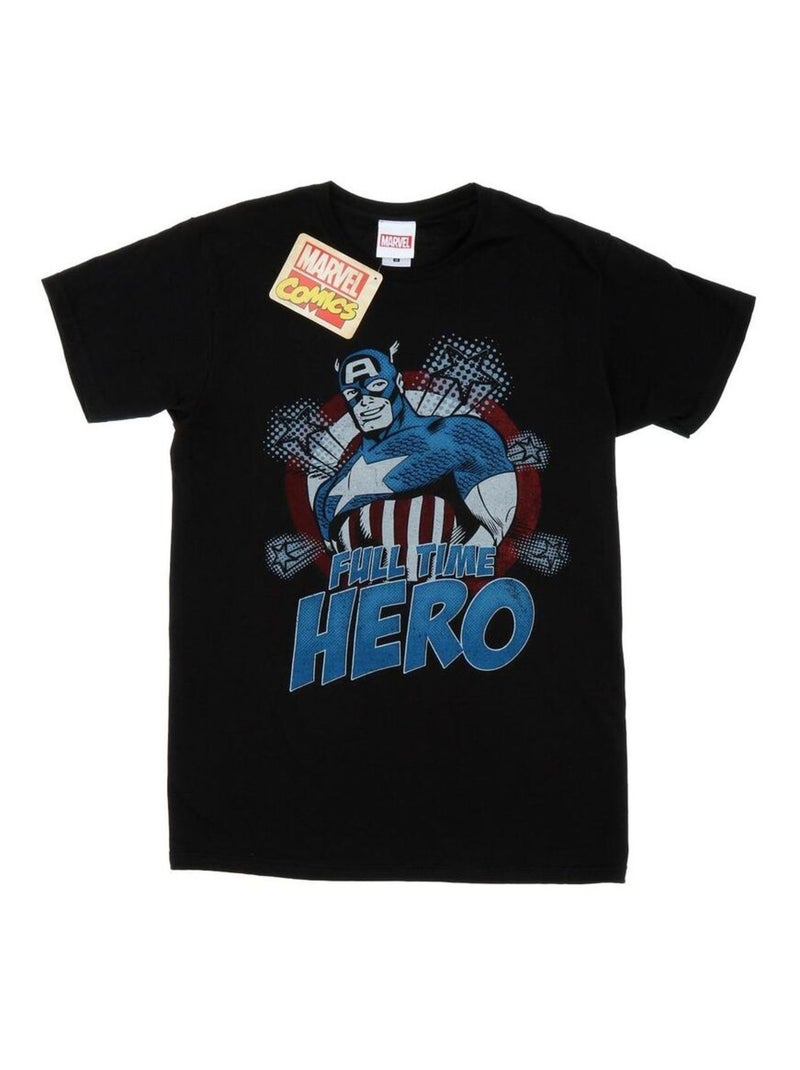 Marvel - T-shirt FULL TIME HERO Noir - Kiabi