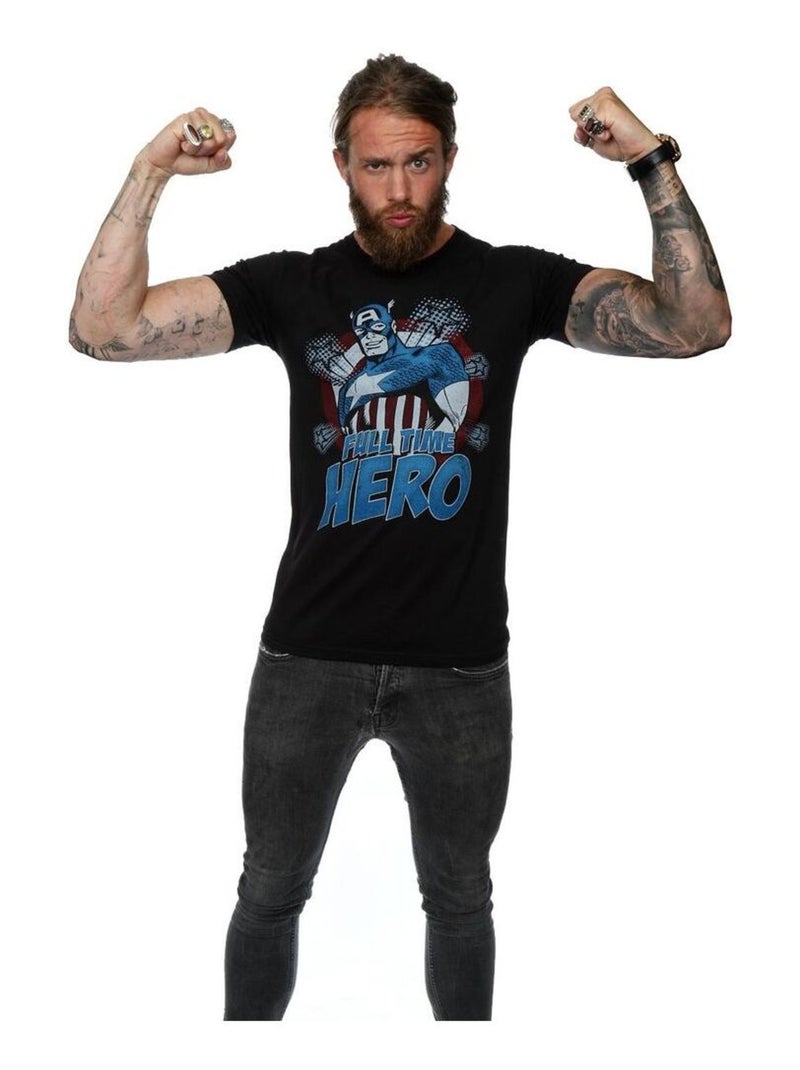 Marvel - T-shirt FULL TIME HERO Noir - Kiabi