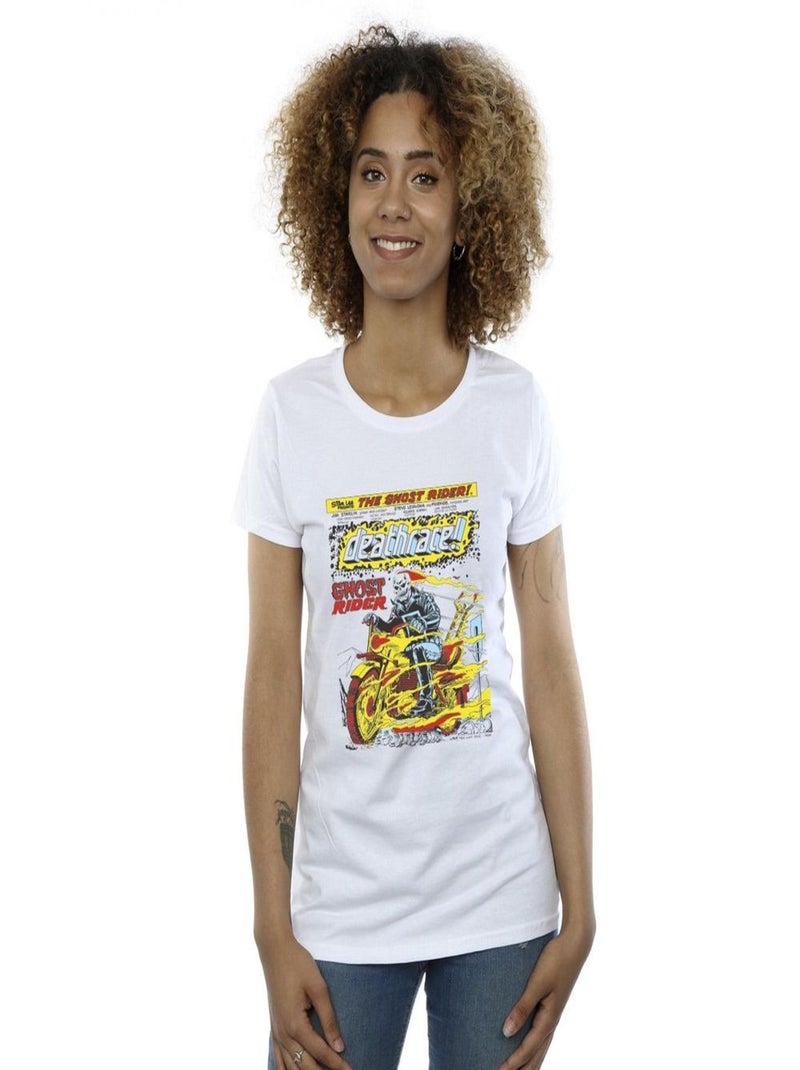 Marvel - T-shirt GHOST RIDER CHEST DEATHRACE Blanc - Kiabi