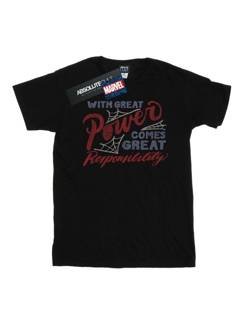 Marvel - T-shirt GREAT RESPONSIBILITY Noir - Kiabi