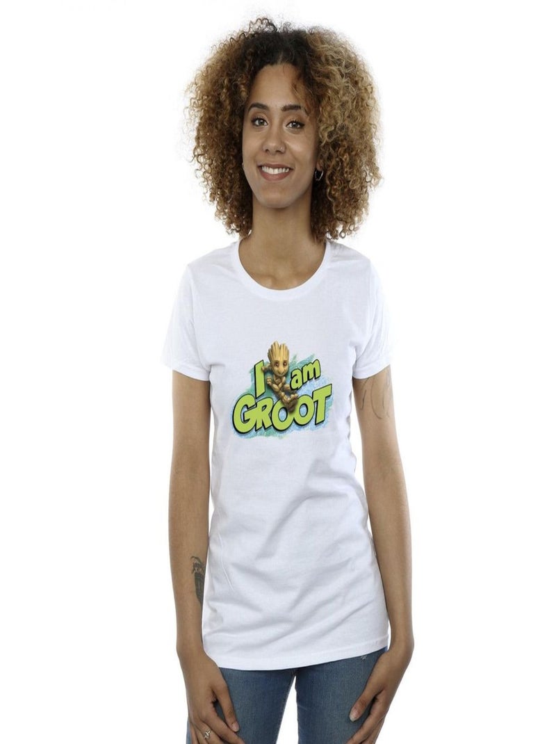 Marvel - T-shirt GUARDIANS OF THE GALAXY AM GROOT Blanc - Kiabi