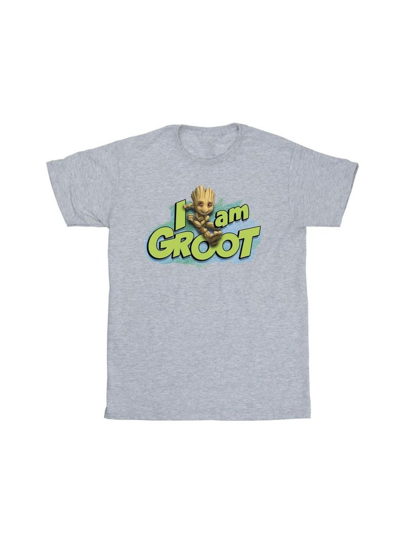 Marvel - T-shirt GUARDIANS OF THE GALAXY AM GROOT Gris chiné - Kiabi