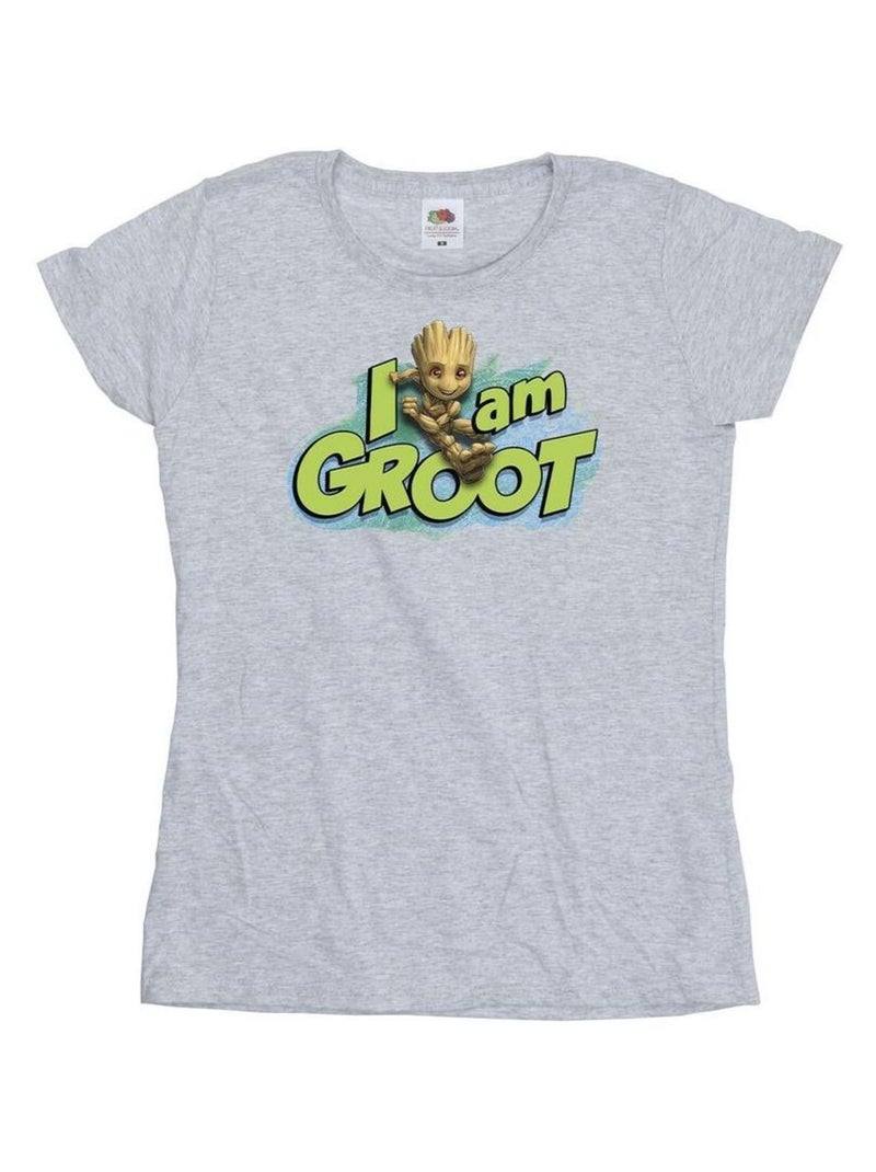 Marvel - T-shirt GUARDIANS OF THE GALAXY AM GROOT Gris chiné - Kiabi