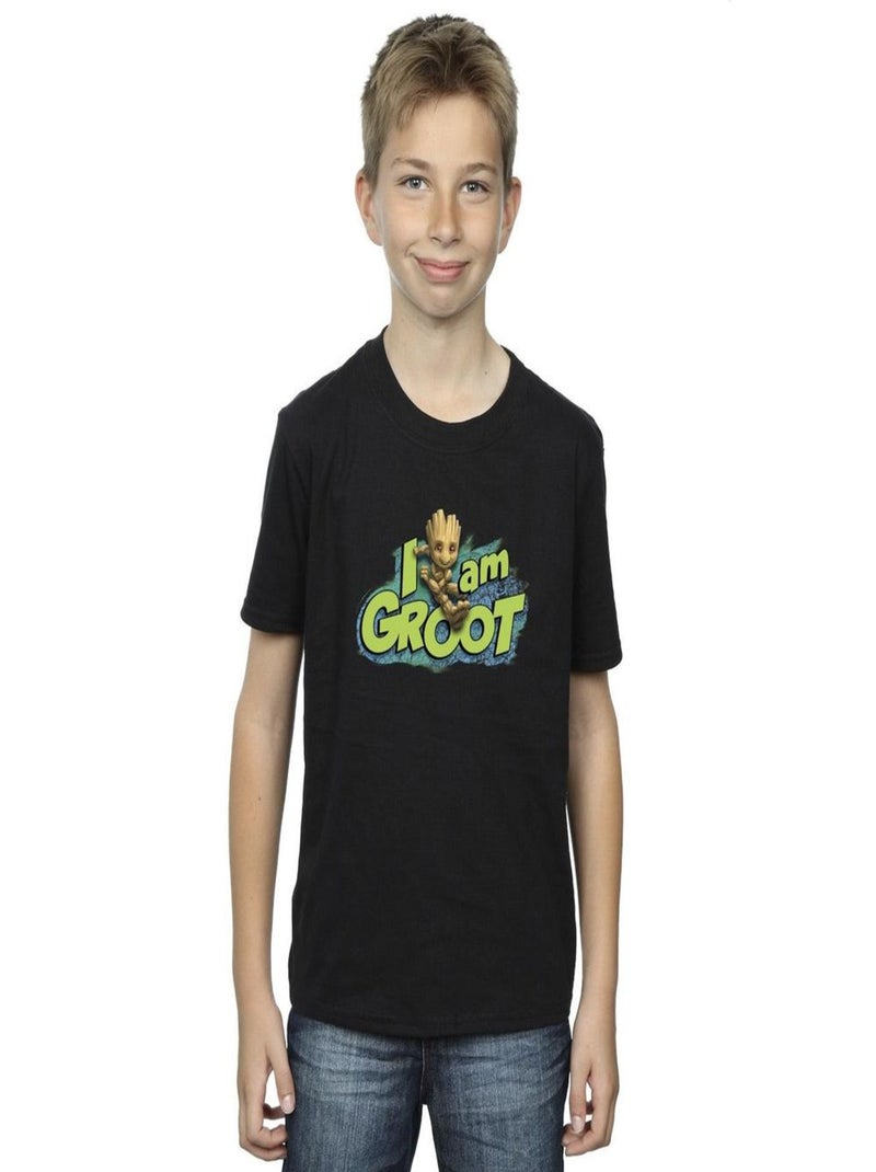 Marvel - T-shirt GUARDIANS OF THE GALAXY AM GROOT Noir - Kiabi