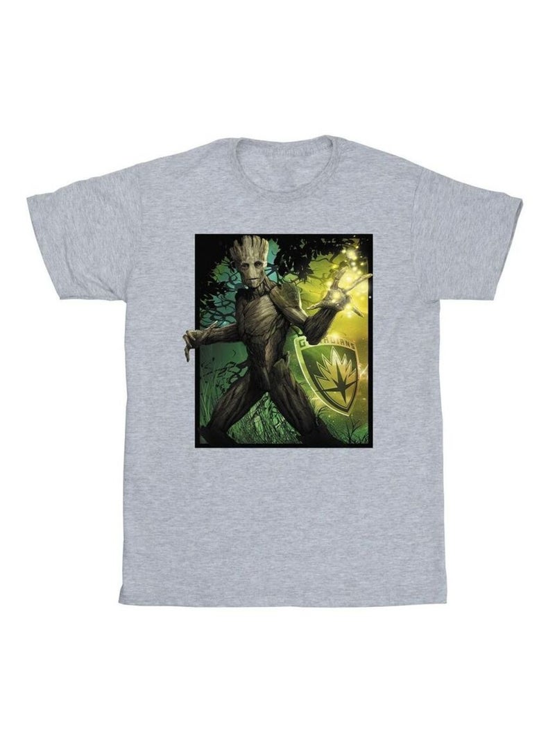 Marvel - T-shirt GUARDIANS OF THE GALAXY FOREST ENERGY Gris chiné - Kiabi