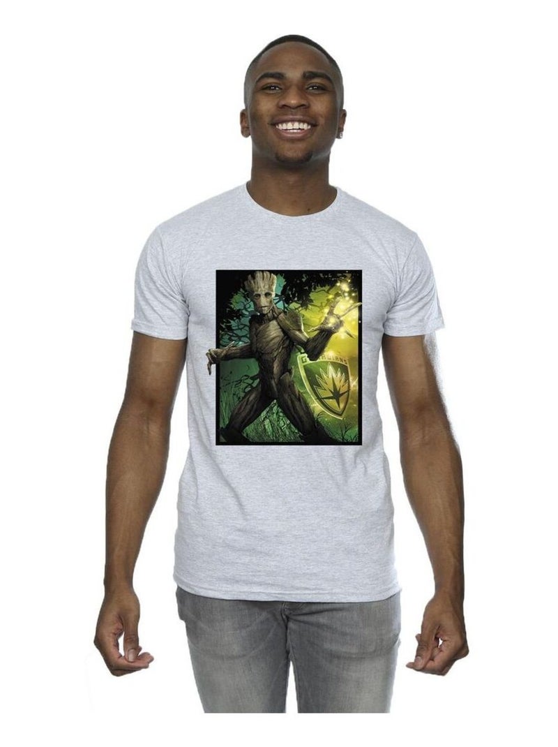 Marvel - T-shirt GUARDIANS OF THE GALAXY FOREST ENERGY Gris chiné - Kiabi