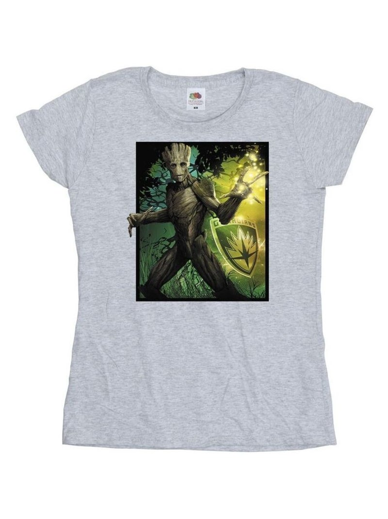 Marvel - T-shirt GUARDIANS OF THE GALAXY FOREST ENERGY Gris chiné - Kiabi