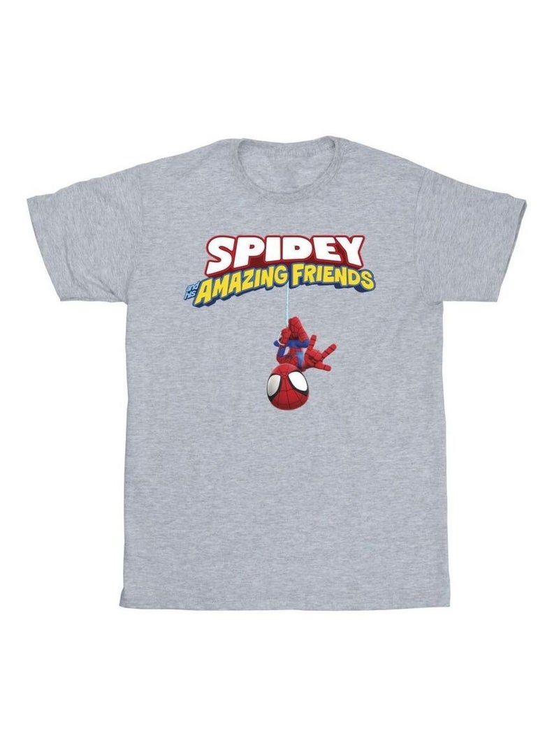 Marvel - T-shirt HANGING UPSIDE DOWN Gris chiné - Kiabi