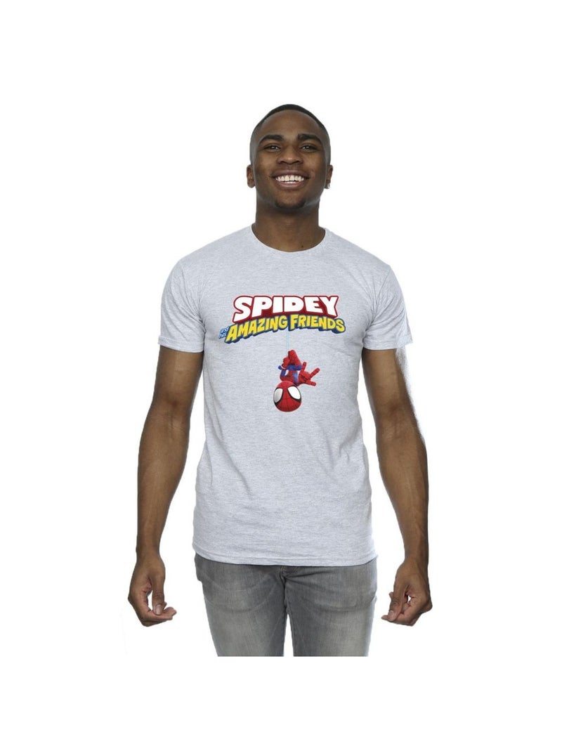 Marvel - T-shirt HANGING UPSIDE DOWN Gris chiné - Kiabi