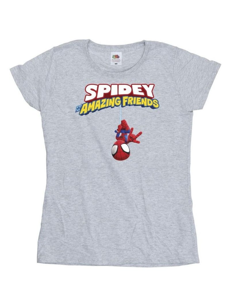 Marvel - T-shirt HANGING UPSIDE DOWN Gris chiné - Kiabi