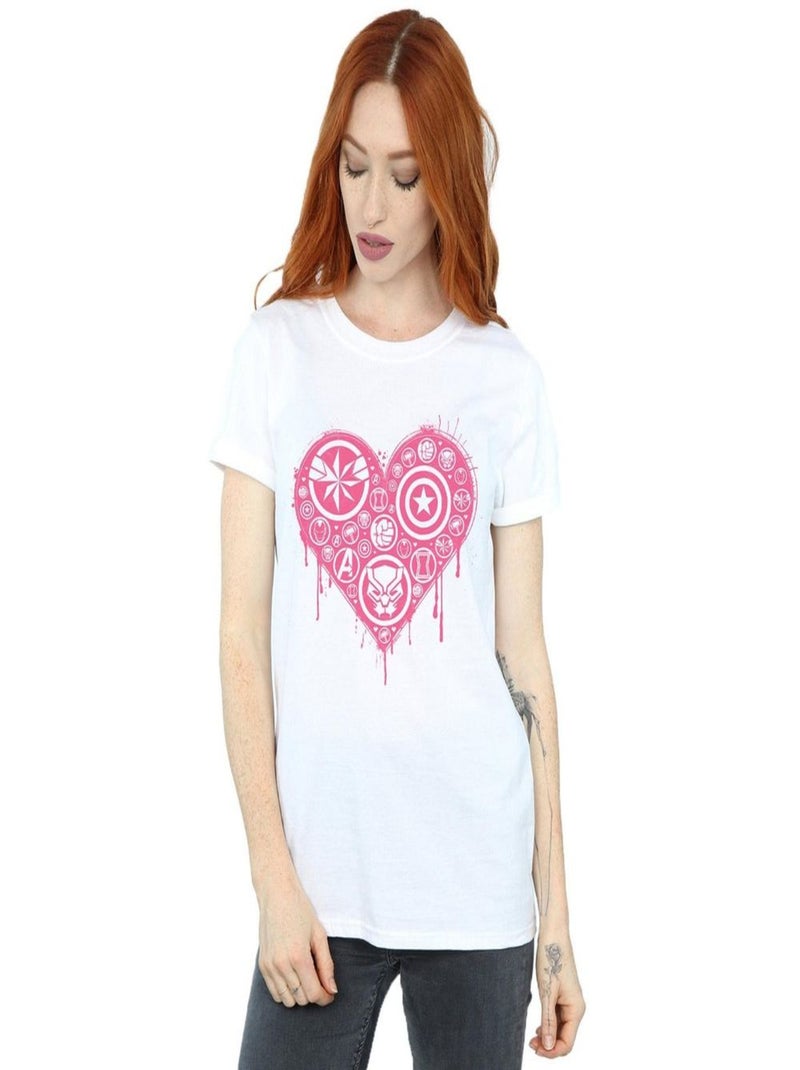 Marvel - T-shirt HEART AVENGERS Blanc - Kiabi