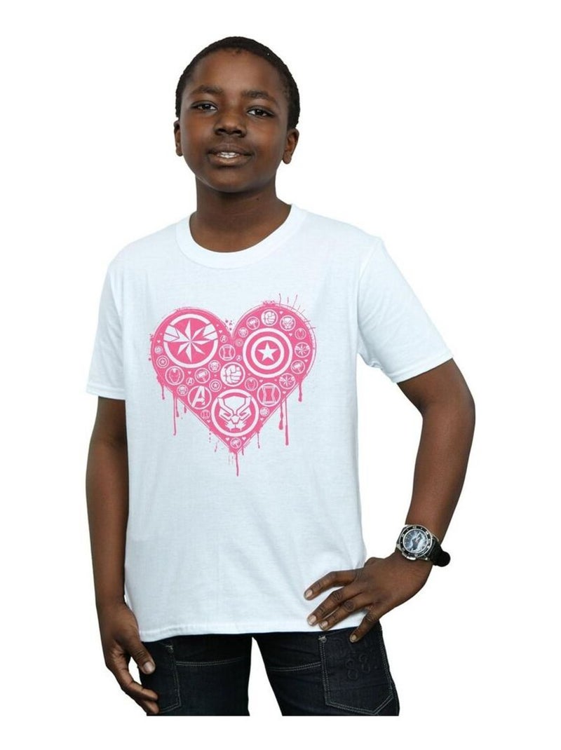 Marvel - T-shirt HEART AVENGERS Blanc - Kiabi