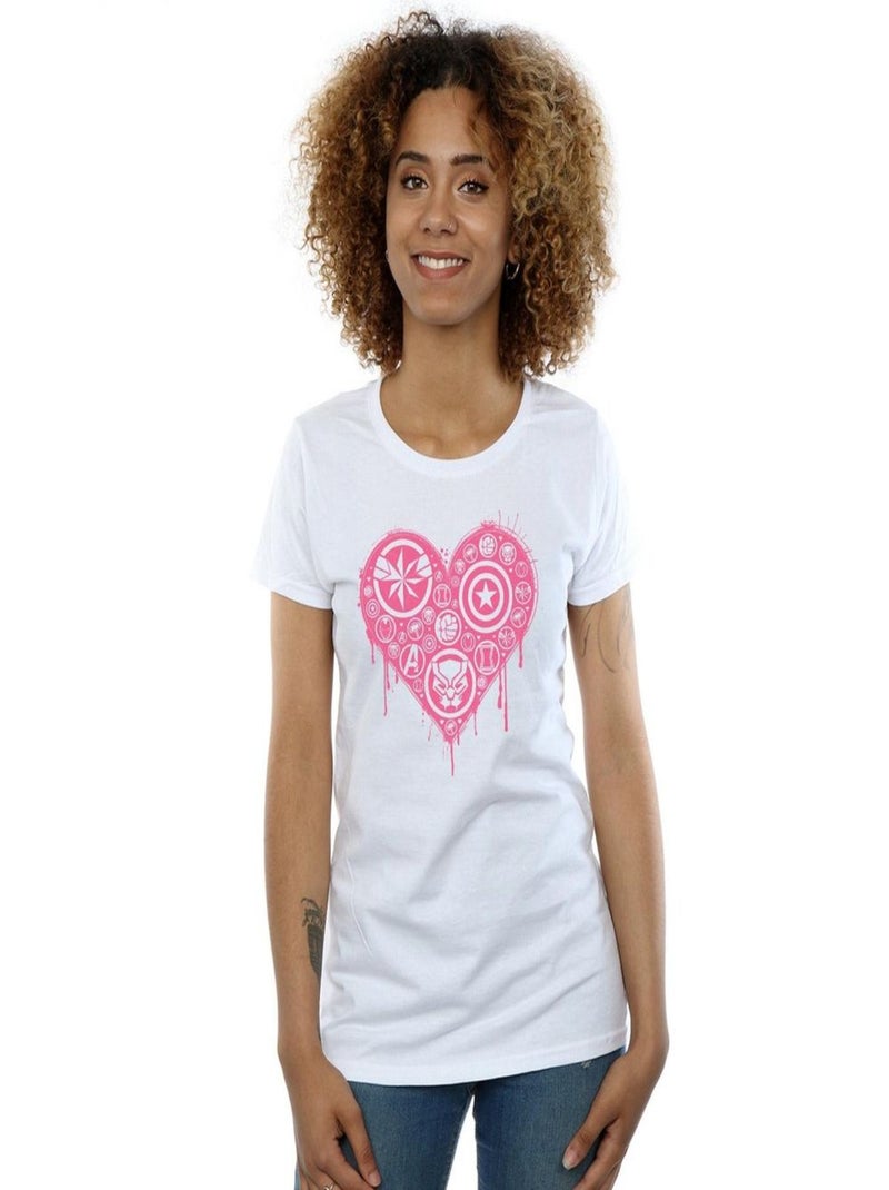 Marvel - T-shirt HEART AVENGERS Blanc - Kiabi