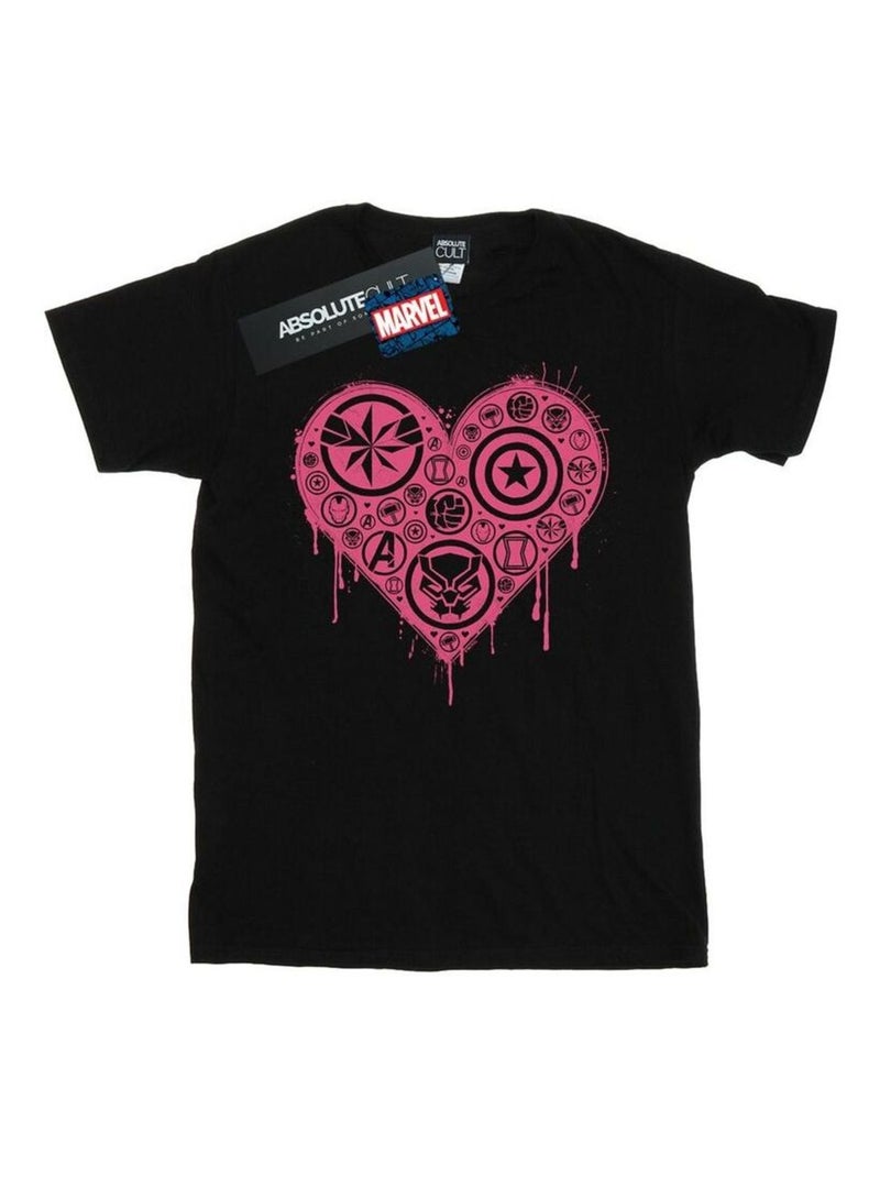 Marvel - T-shirt HEART AVENGERS Noir - Kiabi