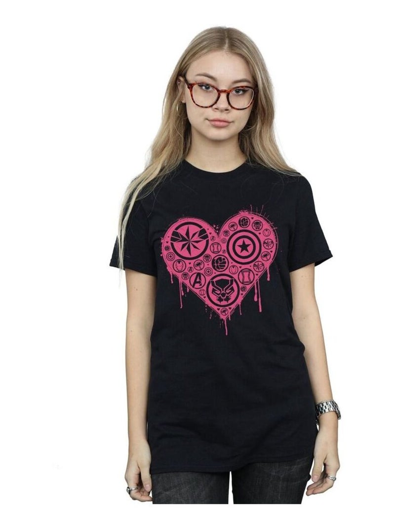 Marvel - T-shirt HEART AVENGERS Noir - Kiabi