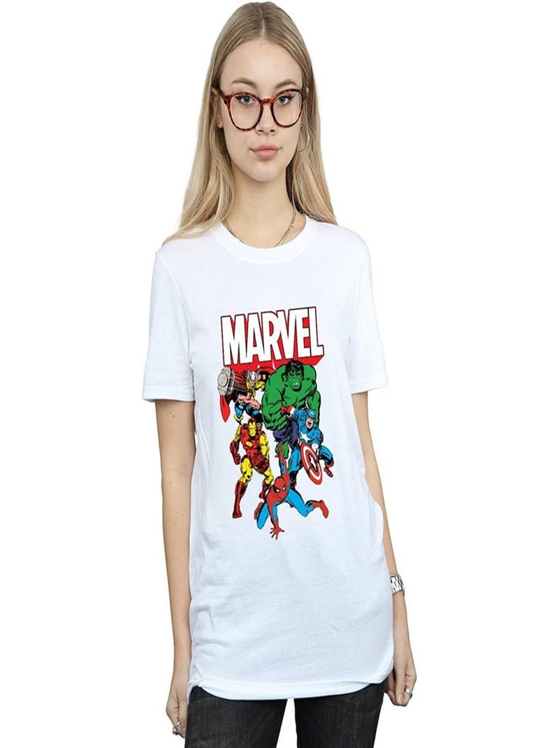 Marvel - T-shirt HERO GROUP (Captain America, Hulk, Iron Man, Spider-Man, Thor) Blanc - Kiabi