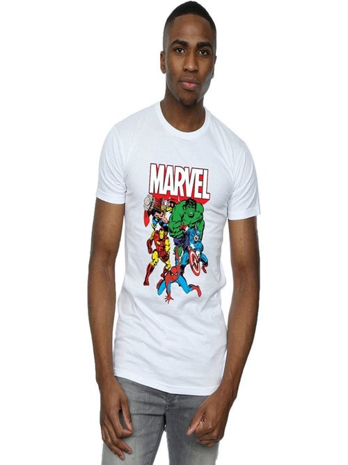 Marvel - T-shirt HERO GROUP (Captain America, Hulk, Iron Man, Spider-Man, Thor) - Kiabi