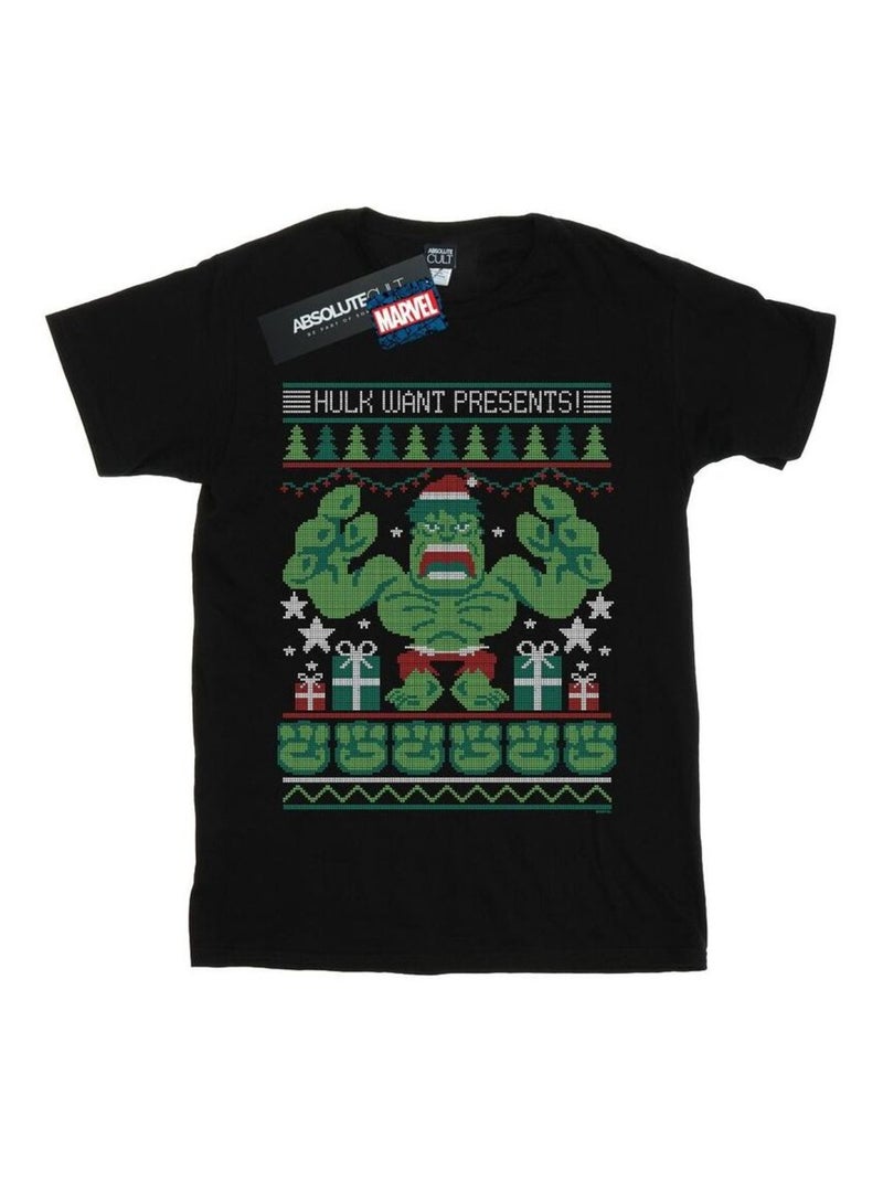 Marvel - T-shirt HULK WANT PRESENTS Noir - Kiabi