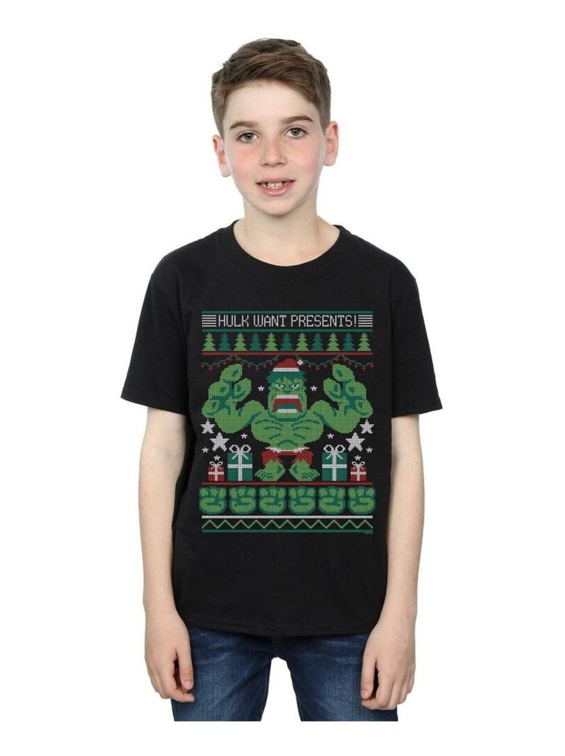Marvel - T-shirt HULK WANT PRESENTS Noir - Kiabi