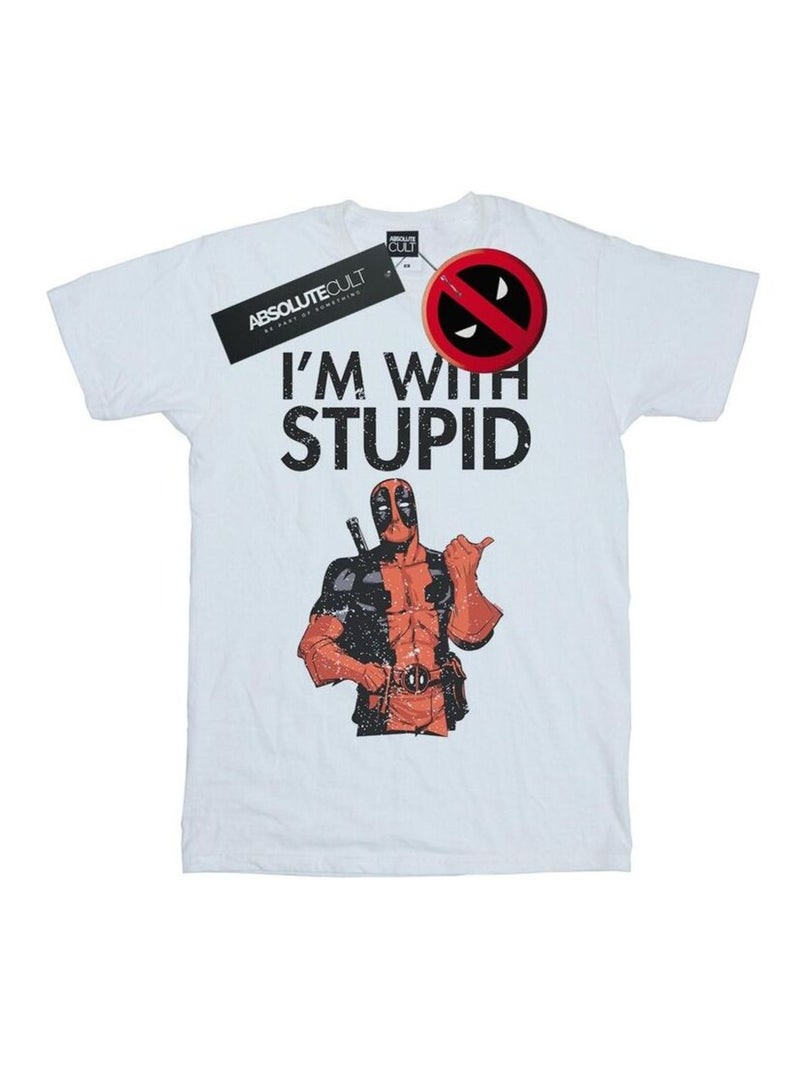 Marvel - T-shirt I'M WITH STUPID Blanc - Kiabi