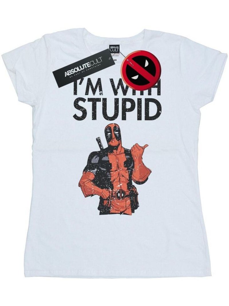 Marvel - T-shirt I'M WITH STUPID Blanc - Kiabi