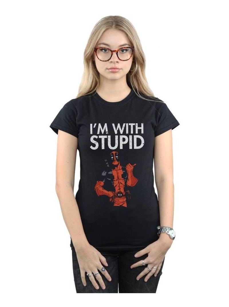 Marvel - T-shirt I'M WITH STUPID Noir - Kiabi