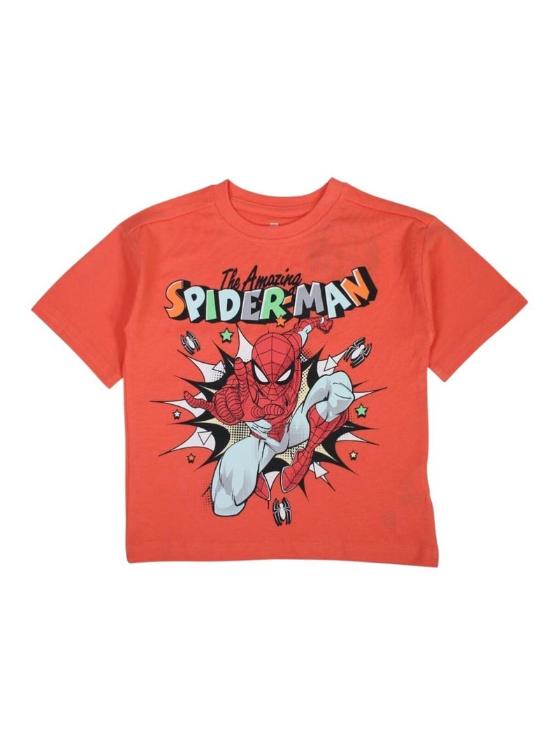 Marvel - T-shirt imprimé Spiderman en coton Orange - Kiabi