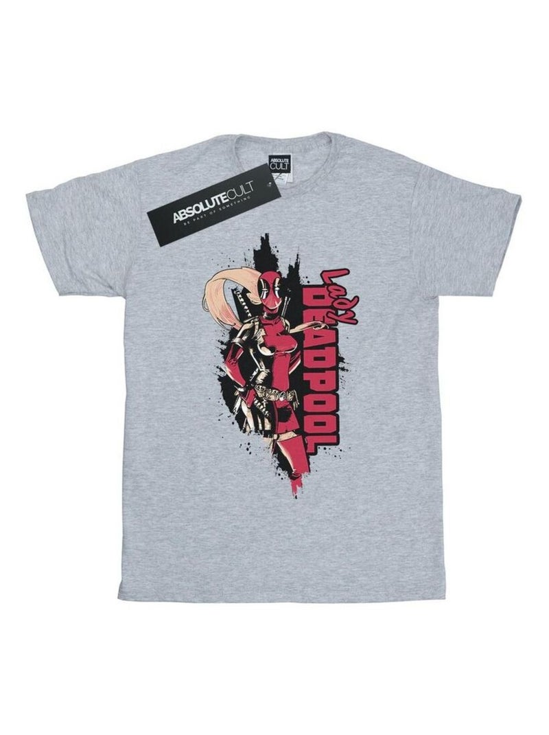 Marvel - T-shirt LADY DEADPOOL Gris chiné - Kiabi