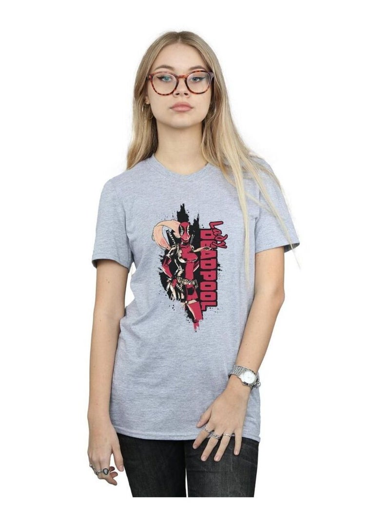 Marvel - T-shirt LADY DEADPOOL Gris chiné - Kiabi