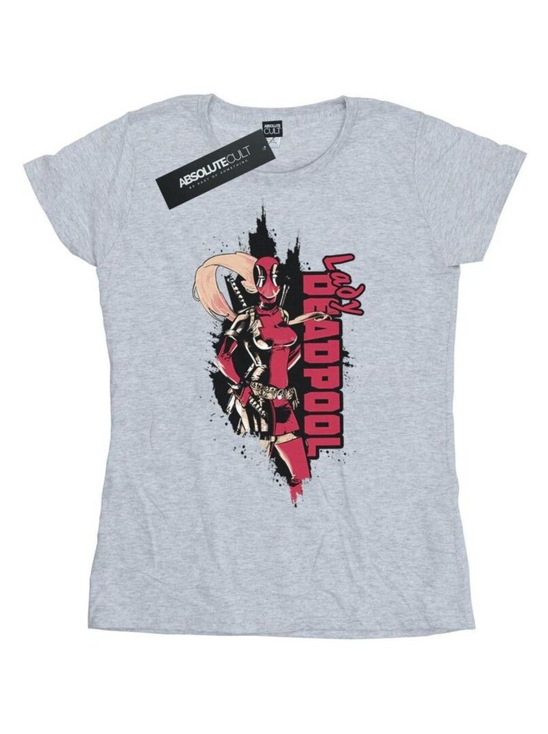 Marvel - T-shirt LADY DEADPOOL Gris chiné - Kiabi