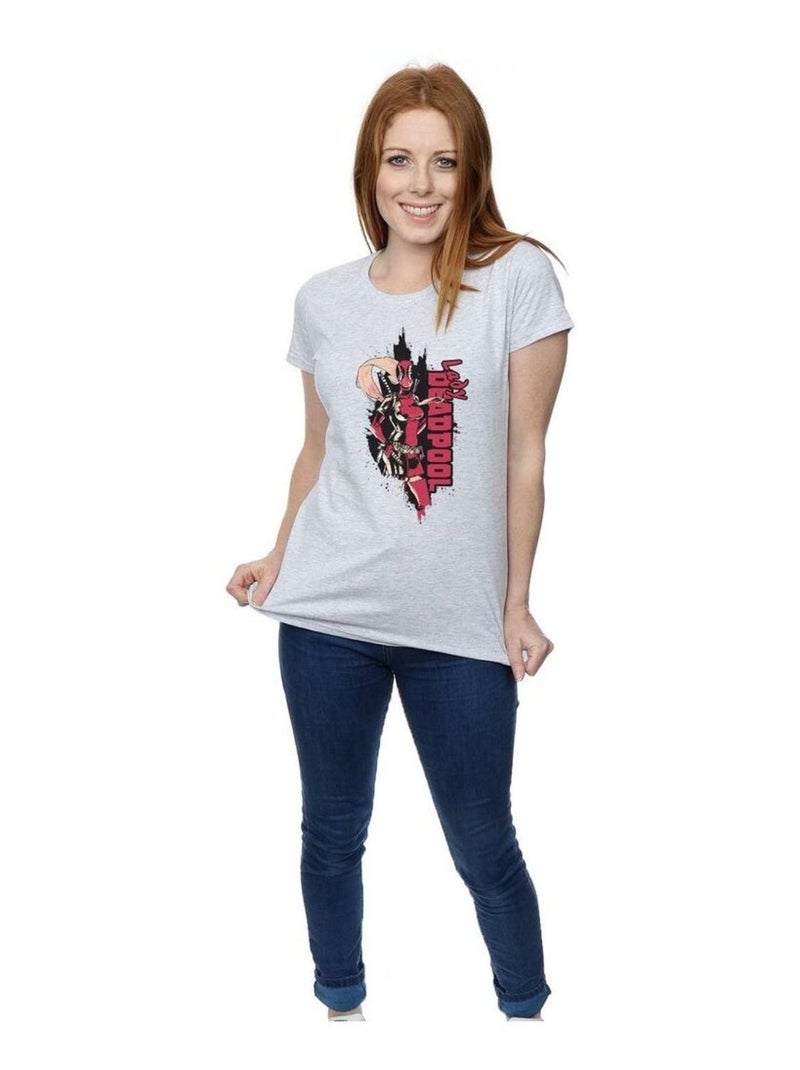 Marvel - T-shirt LADY DEADPOOL Gris chiné - Kiabi