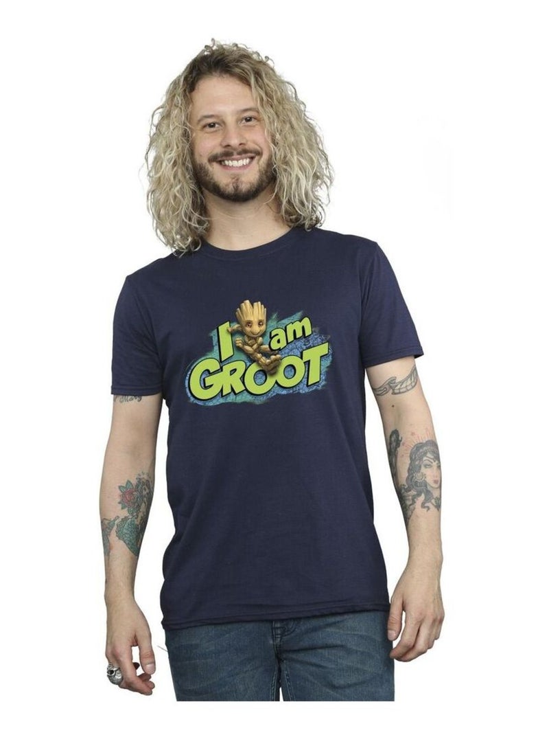 Marvel - T-shirt Les Gardiens de la Galaxie AM GROOT Bleu marine - Kiabi