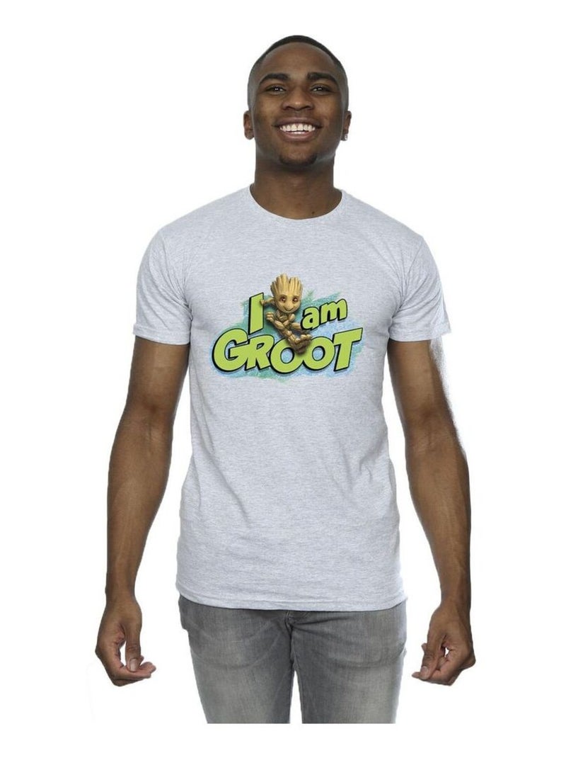 Marvel - T-shirt Les Gardiens de la Galaxie AM GROOT Gris chiné - Kiabi