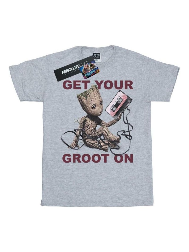 Marvel - T-shirt Les Gardiens de la Galaxie GET YOUR GROOT ON Gris chiné - Kiabi